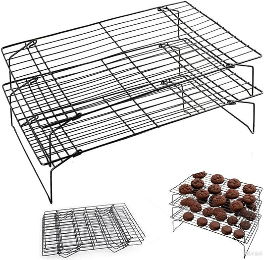 Detachable Collapsible Cooling Racks, Wire Cooling Rack Stackable Drying Rack for Bread Cookie Baking Candy Fruits (2-tier)