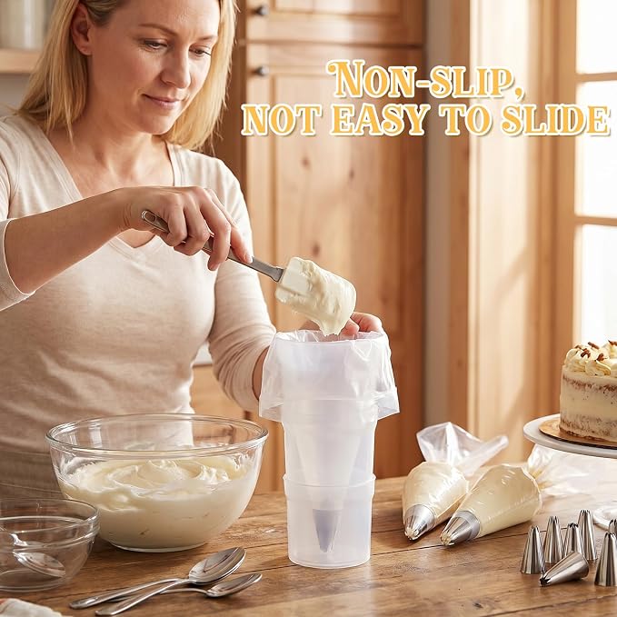 Cake Piping Bag Holder Piping Bag Filling Stand Adjustable Height | Plastic Piping Bag Stand for Filling Cake Decoration Tools Translucent, Clear Cream Icing Bags Rack for Home Bakers Chefs