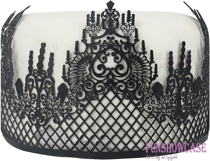 Pre-Made Edible Cake Lace Lattice Diamond Scallop 12-inch 10-piece Black | Large, Ready to Use