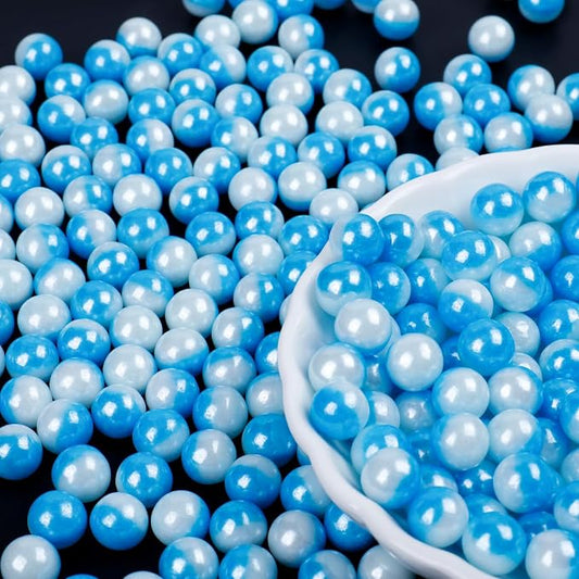 Rainbow Pearl Sprinkles for Cake Decorating - Gradient Blue & White Pearl Sprinkles for Baking, Cookies, Cake, Cupcakes, Donuts & Ice Cream Toppings (4.6oz/130g, 7mm)