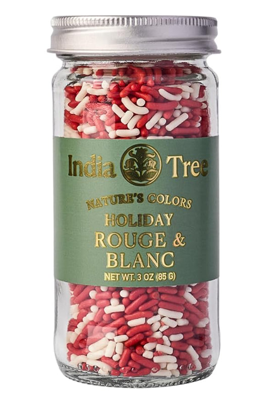 India Tree Nature’s Colors Cake Decorations Rouge & Blanc Sprinkles in Glass Jar, Plant-Based Food Coloring, Non-GMO, No Artificial Dyes, Baking and Dessert Topping, 3 oz
