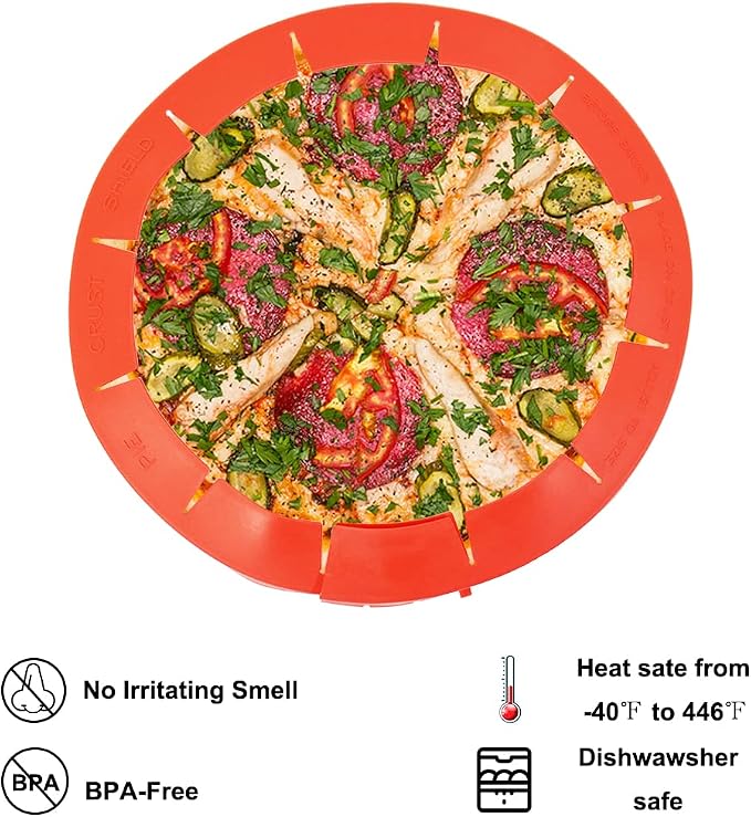 Adjustable Silicone Pie Crust Shield Protectors - BPA-free Kitchen Tool for Baking Pizza, Fits 8-11.5 Inches (Red-2pcs)