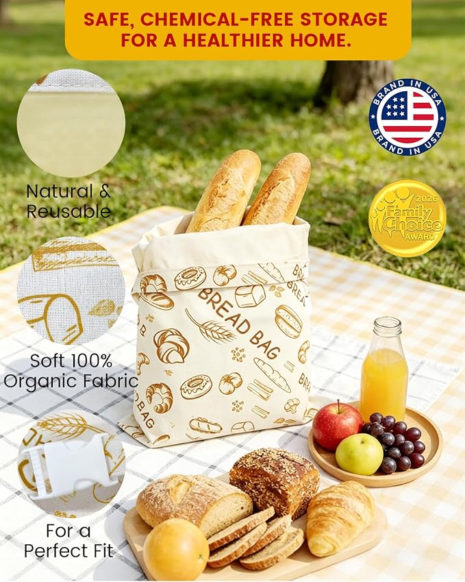 6 Pack Beeswax Sourdough Bread Bags for Homemade Bread, Reusable Organic Linen Beeswax Bag, Natural Bees Wax Storage for Freshness, Freezer-Friendly, 17 x 12.6 Inches