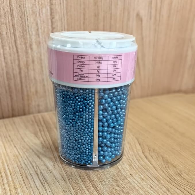 HeDeon&Rles Edible Blue Preals Sprinkles for Baking 4 Size（2mm 4mm 7mm 10mm）Blue Sprinkles for Cake Cupcake Pancake Icing Decoration Independence Day Halloween Supplies