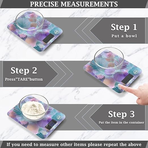 Food Scale Kitchen Scale for Baking Cooking Digital Food Weighing Measuring Scale Small Waterproof Electric Food Scale Shells Leaves Blue Green