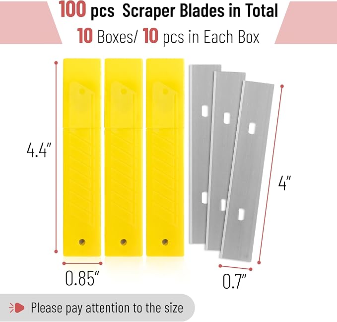Bates- Replacement Scraper Blades, 4 Inch, 100 pcs, Scraper Blades, Floor Scrapper Blade, Replacement Razor Blades, Carbon Steel Razor Blades, Paint Scraper Blades, 4 Inch Scraper Blades