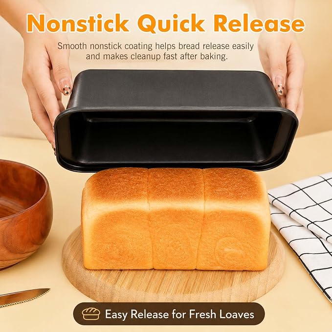 tchrules Loaf Pans 8×4 Inch Carbon Steel Bread Pan Nonstick Baking Set | |Even Heat Baking|Oven Safe 450°F|Easy Release Bake|PFOA Free Coating|Warp Resistant Steel|8 Pack Value (Black)