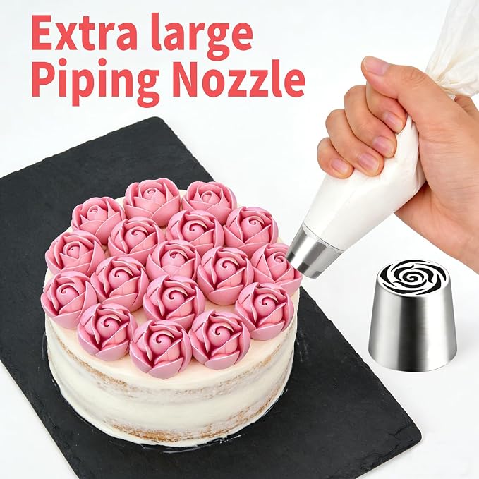 Extra Large Stainless Steel Russian Piping Tips, Floral Icing Nozzles for Cake Decorating, Pastry Cupcake Frosting & Flower Decoration, Baking Cake Decorating Supplies Kitchen Gadgets XL40