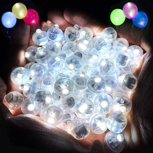 ZGWJ 100PCs White Balloon Lights Mini, Battery Powered, Long Standby Time Waterproof Tiny Led Round Light for Paper Lantern Balloon Party Easter Eggs Wedding Christmas Halloween Decorations