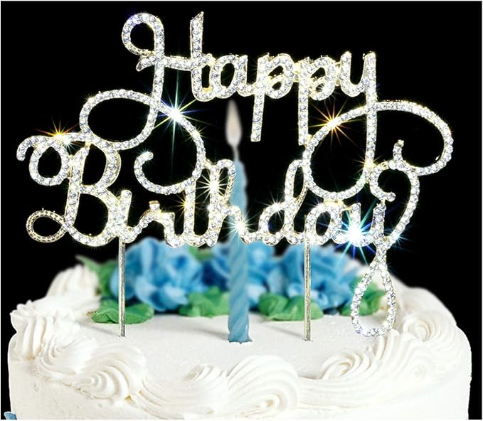 Scotamalone Happy birthday Cake TopperPremium Bling Rhinestone Diamond Gems