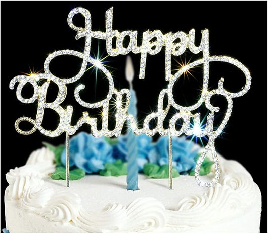 Scotamalone Happy birthday Cake TopperPremium Bling Rhinestone Diamond Gems