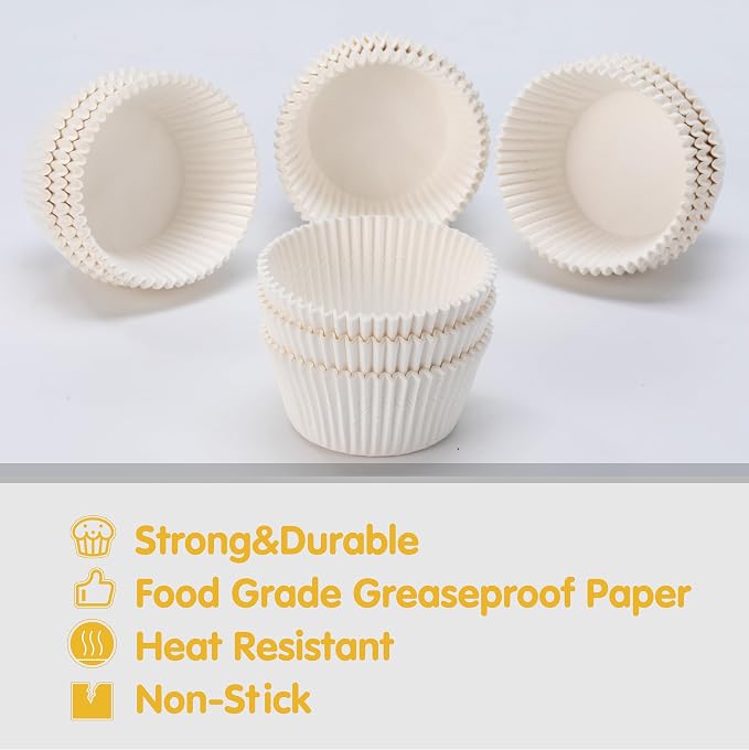 Mini Cupcake Liners 500 pcs White Mini Muffin Liners, Food&Grade,Greaseproof Paper Baking Cups, for Christmas/Halloween Party by GoldenBakeryFamily