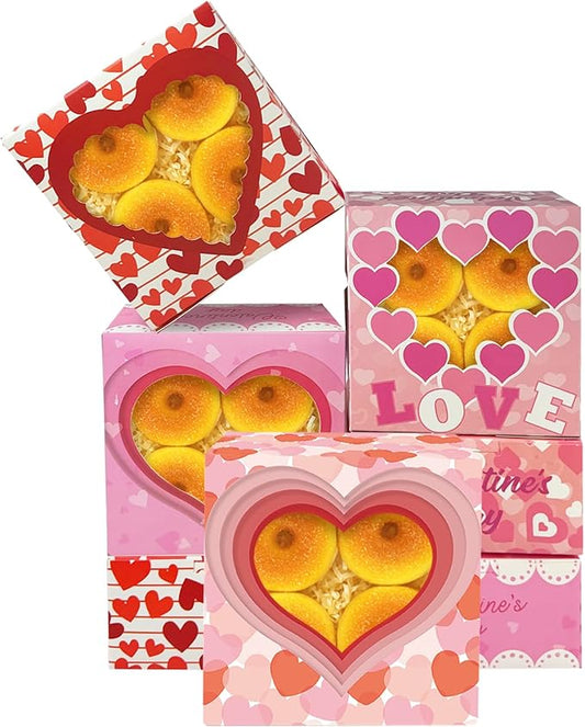 Bakepacker Valentine 30-Packs Bakery Boxes with Window 6x6x3 inches Thick & Sturdy Macaroon Pastry Boxes Cookie Boxes for Bakerys