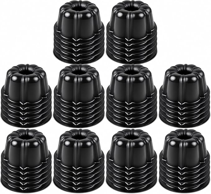 O’Creme Mini Flan Molds Pan – Reusable Bakeable Plastic Flanera/Molde Para Gelatina & Chocoflan – Non-Stick Silicone Baking Cups For Baking and Much More - 50 QTY Pack
