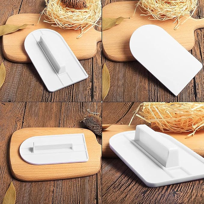 2 Pcs White Plastic Fondant Icing Smoother Polisher Icing Scraper Paddle Tool for Cake Decoration Sculpting and Modeling Tools Decorating Tools