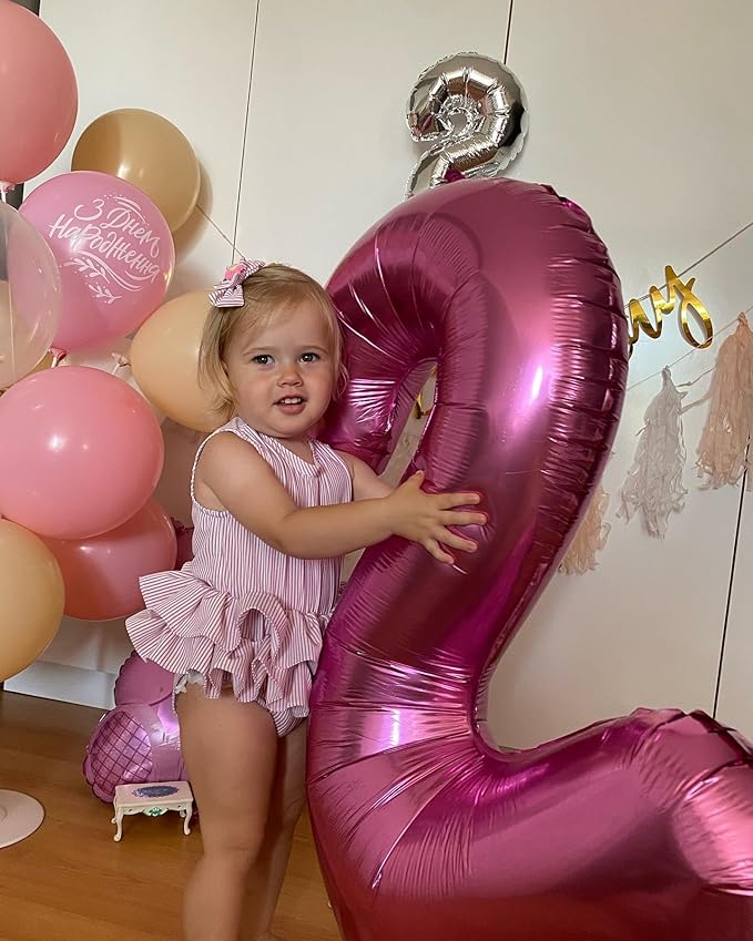 Pink Number 5 Balloon 40 Inch, 5th Birthday Party Decorations for Children, Giant 5 Foil Balloon for Party Supplies