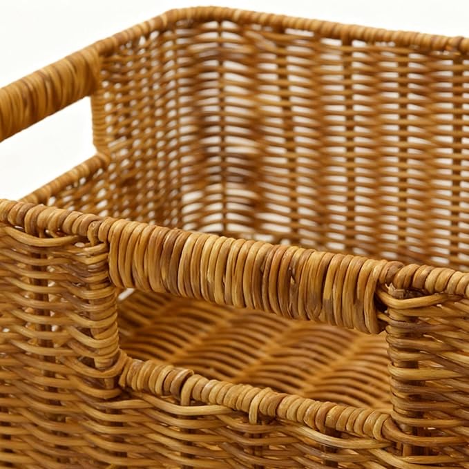 Rattan Basket, Waterproof And Sturdy Built, 38x26x13cm, Weaving Laundry Organizer, Rattan Storage Basket, Portable And Lightweight, For Laundry Rooms, Bathrooms, Bedrooms, Or Kitchens Use