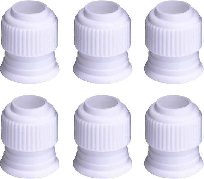 Shappy 6 Pieces Plastic Standard Couplers for Piping Bags Cake Decorating Pipe Tip White Coupler for Icing Nozzles, 1.2 x 1 Inch