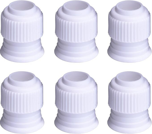 Shappy 6 Pieces Plastic Standard Couplers for Piping Bags Cake Decorating Pipe Tip White Coupler for Icing Nozzles, 1.2 x 1 Inch
