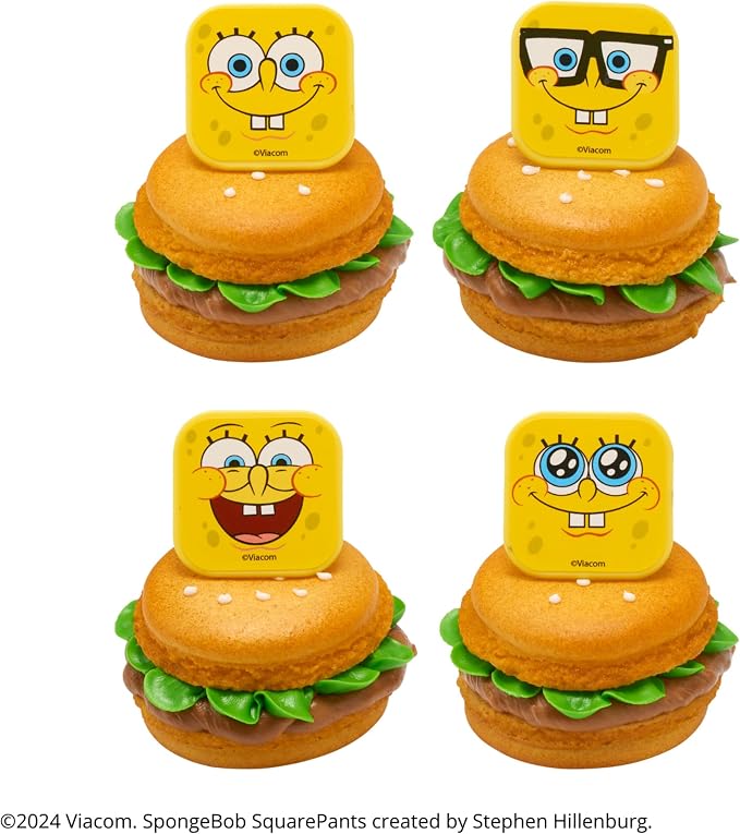 DecoPac SpongeBob SquarePants™ Mood Faces Rings, SpongeBob Cupcake Decorations Featuring SpongeBob SquarePants, Yellow - 24 Pack