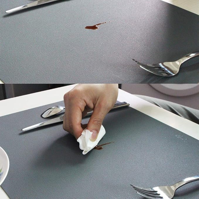 ME.FAN Silicone Placemats [17.7''x12.6''] Heat-Resistant Thicken Non-Slip Tablemats Non-Skid Table Mats Set of 4 (Dark Gary)