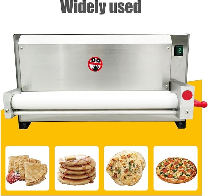 Electric Pizza Dough Roller Sheeter, Automatic Pizza Dough Press Machine, Commercial 4-19” Pastry Press Making Machine 450W 110V