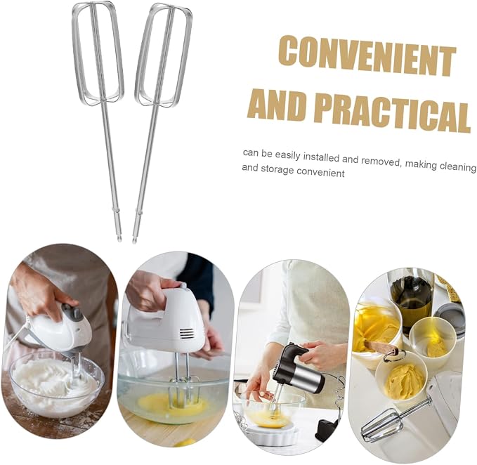 Hemobllo 2pcs Stainless Steel Egg Beater Replacement Parts for Hand Blender Electric Mixers Drill Whisk Attachment Wire Stirrer