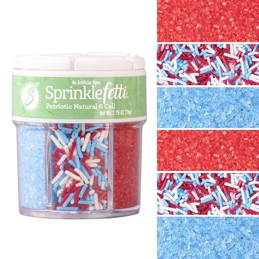 Sweets Indeed Dye Free 4th of July Sprinkles – Patriotic Red White and Blue Sprinkles with No Artificial Dyes for Baking & Decorating Cupcakes, Cookies, Cakes & Desserts – 2.75 ounces