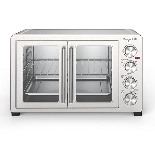 MegaChef 47 Quart Electric French Door Rotisserie Convection Counter Top Oven with Convection and Oven Lamp
