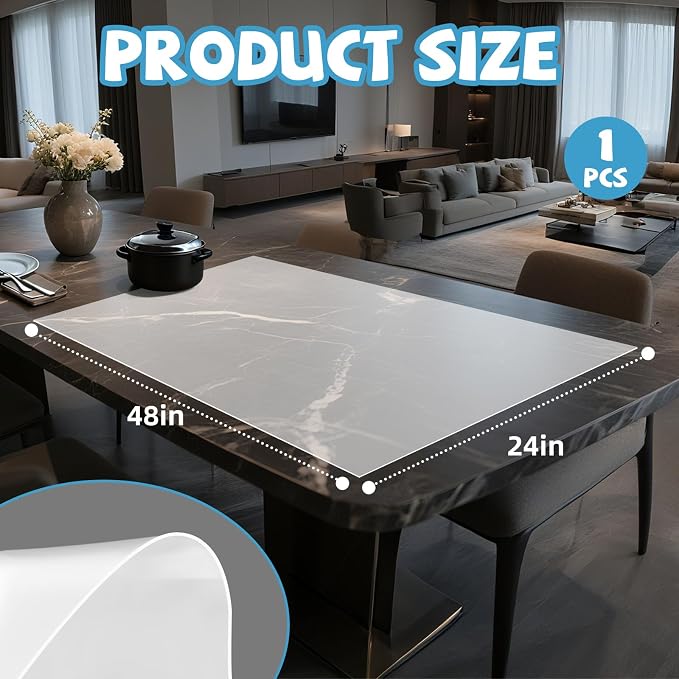 VOKOY Large Silicone Mat for Crafts, 48"x24", Extra Large Thick Clear Silicone Mats for Kitchen Countertop, Heat-resistant Washable Large Pastry Mat for Crafts Painting Baking