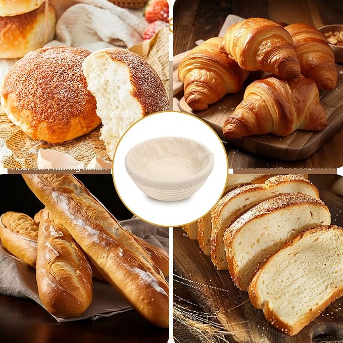 Bread Basket Liner Cloth 3 PCS 10 Inch Oval &3 PCS 9 Inch Round Bread Proofing Basket Cloth Liner Natural Rattan Banneton Basket Liner Proofing Cloth Baking Dough Basket Cover for Home Baking Supplies