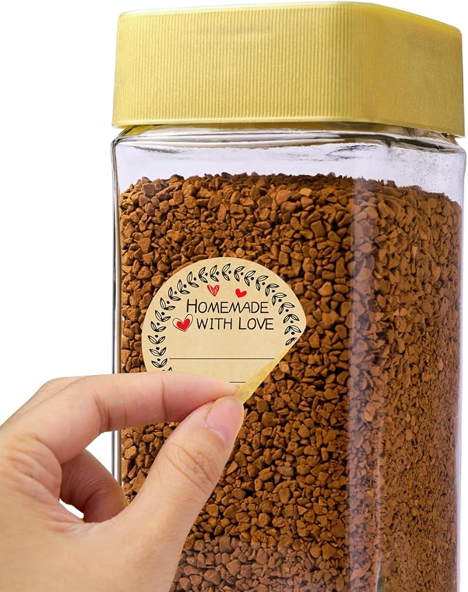 Fancy Land 500Pcs Homemade with Love Stickers with Lines Jar Canning Labels for Baked Packaging Cookie Bags Roll 2”