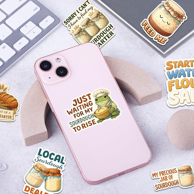 10pcs Sourdough Starter Sticker Pack,Baking Lover Baker Gift, Bakery Decoration for Jar Water Bottle Laptop Helmet Farm Stand Vehicles (Sourdough, 2in)