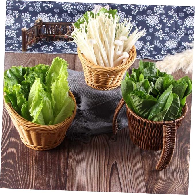INOOMP Rattan Woven Storage Basket for Fruits and Bread, Handcrafted Wicker Organizer with Open Top, Natural Rattan Material, Suitable for Kitchen Counter and Dining Table Use