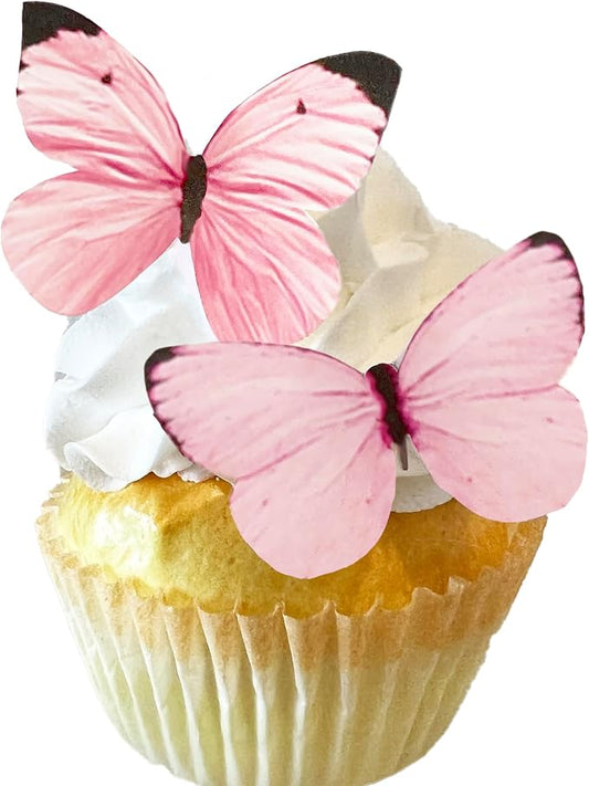 Sugar Robot Edible Butterflies for Cake Decorating - 32 Small Pastel Pink Butterfly Cake Toppers and Cupcake Toppers - Decoration Made in the USA - Premium Crafted (Pink 32)