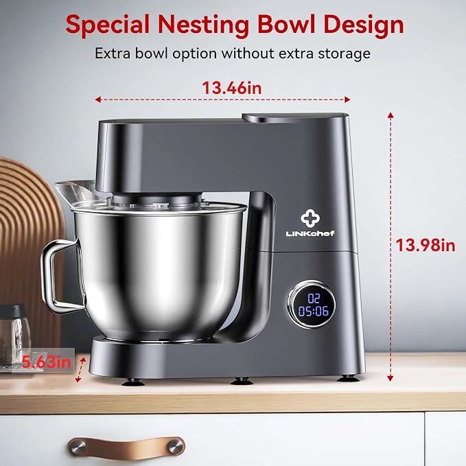 7.4 QT Kitchen in The Box Stand Mixer for Baking, Electric Spiral Mixer with Dough Hook, Cake Mixer with Bowl Stand & Beater, 800w/12-Speed Tilt-Head Food Mixer