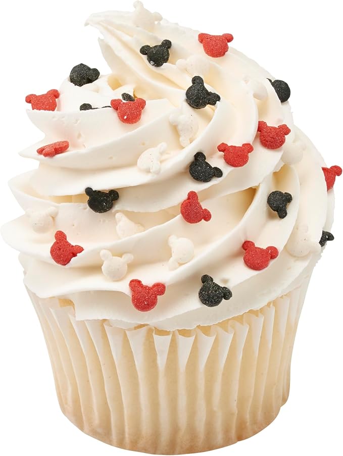 DECOPAC Mickey Mouse Quins, 18oz, Fancy Sprinkles Shaped Like Mickey Mouse, Candy Sprinkles in Handheld Container, Edible Sprinkles For Celebration Cakes, Cupcakes, Cookies