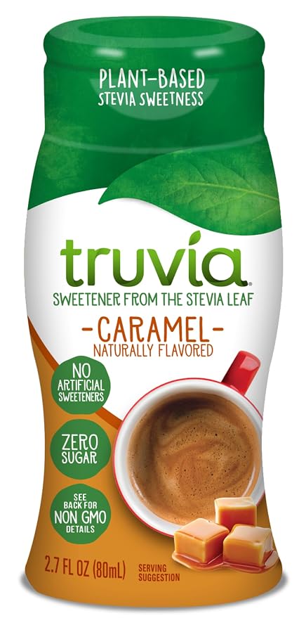 Truvia Zero-Calorie Liquid Sweetener from the Stevia Leaf, 2.7 Fl Oz bottle, Caramel flavor (Pack of 1)