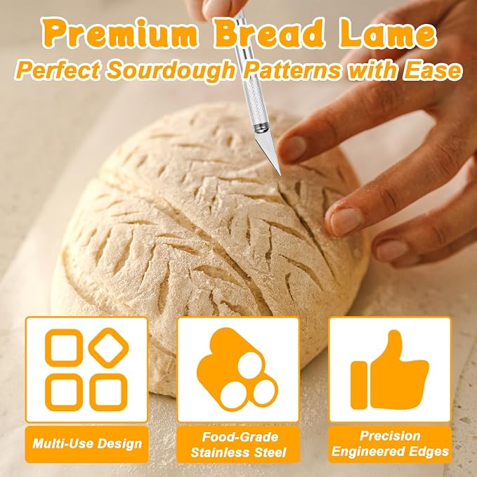 2 Pcs Premium Bread Lame, Sourdough Scoring Knife Kit with 10 Blades Dough Scorer Knife Stainless Steel Bread Lame Scoring Tool Kit for Breads Baking Artisan Sourdough Baking