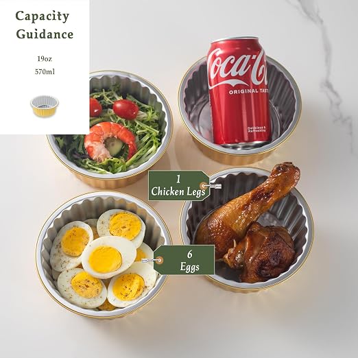 19oz Round Aluminum Foil Containers with Lids, 5 Pack | 5.5 Inch Round, Heavy Duty Foil, Ideal for Food Storage, Meal Prep and Soup