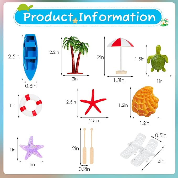 Patelai 12 Pcs Hawaiian Beach Cake Decoration Summer Beach Chair Umbrella Cake Tropical Green Palm Tree Toppers for Hawaiian Pool Party Birthday Wedding Baby Shower Luau Party Decoration Supplies