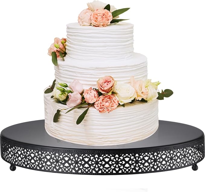 Wenqik Cake Stand 18 Inch Round Metal Cupcake Dessert Wedding Cake Stand Cookies Display Holder Fruit Serving Tray for Table Wedding Birthday Anniversary Party(Black)