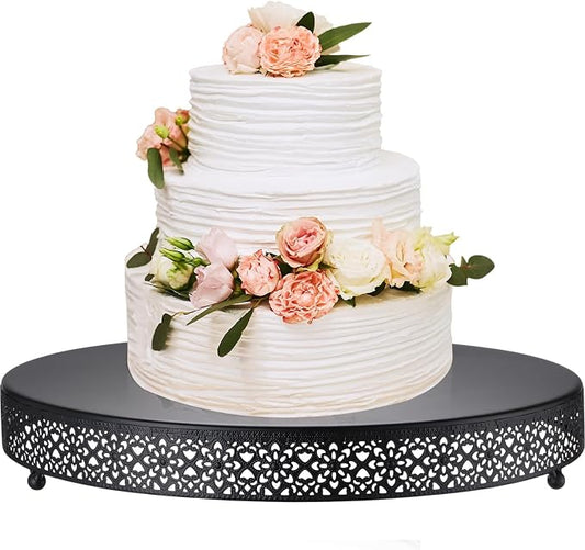 Wenqik Cake Stand 18 Inch Round Metal Cupcake Dessert Wedding Cake Stand Cookies Display Holder Fruit Serving Tray for Table Wedding Birthday Anniversary Party(Black)