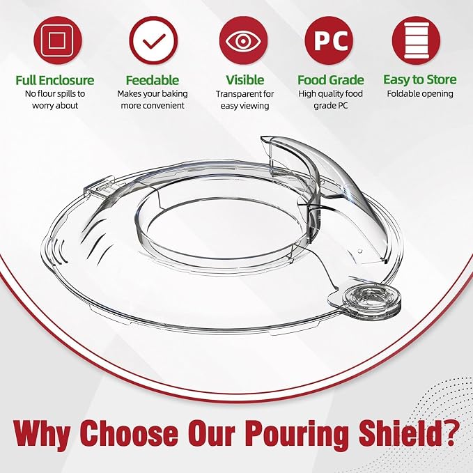 Pouring Shield for Kitchen aid 4.5-5QT Mixer Stainless Steel Bowl, Safety Pouring Shield for kitchen aid accessories and attachments, for kitchenaid mixer attachments for stand mixer