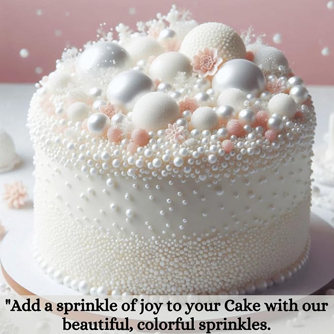 Confect White Sprinkles Mix – Edible Sprinkles for Cakes, Cupcakes & Cookies | White Jimmies & Sugar Pearls | Christmas, Frozen Theme, Birthday Decorations | Vegan, Gluten-Free, Nut-Free, Soy-Free, Dairy-Free, Palm Oil-Free – 4.2 Oz