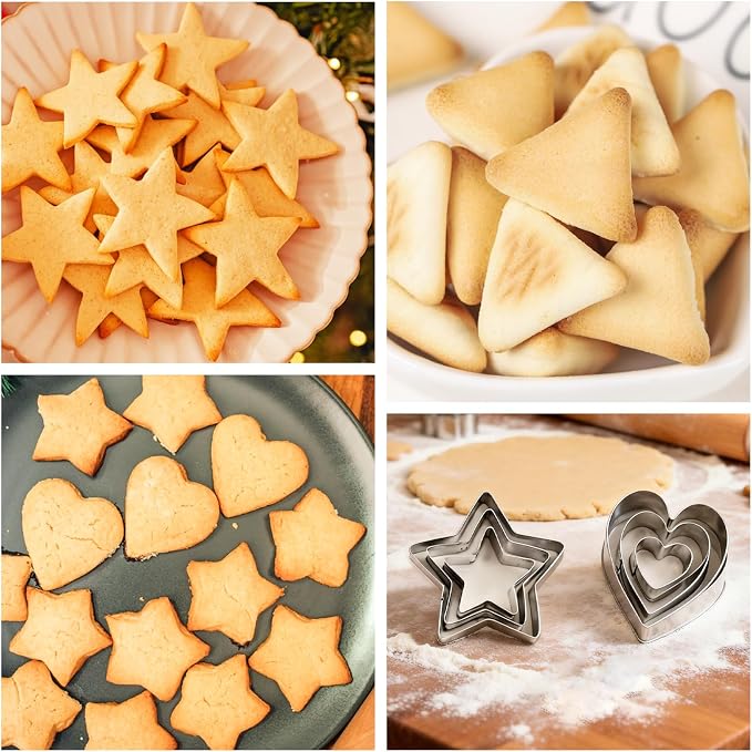 30Pcs Mini Cookie Cutter Set with Box,Small Stainless Steel Fruit Veggie Cutters,Polymer Clay Press Molds for Kids,Geometric Molds for Biscuit,Cake & Fruit Decorations