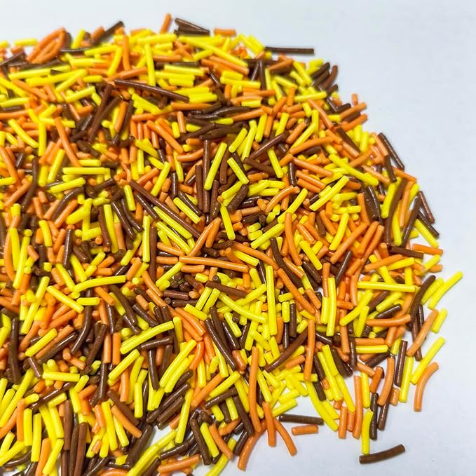 Senchanting Orange Yellow Brown Jimmies Sprinkles, Edible Fall Themed Sprinkle Mix, Autumn Thanksgiving Birthday Jimmy Sprinkles Toppers for Decorating Baking Cupcakes Cake Cookies Ice Creams Donuts Candy