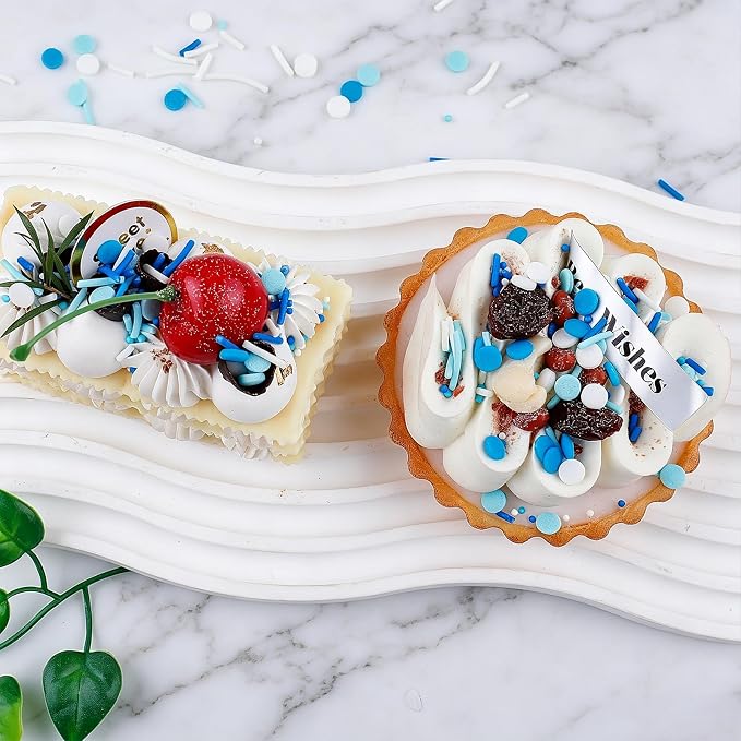 Blue Sprinkles for Cake Decorating, 4.6oz Ice Cream Sprinkles 3-Mix Nonpareils Confetti Jimmies for Cupcakes Ice Cream Dessert