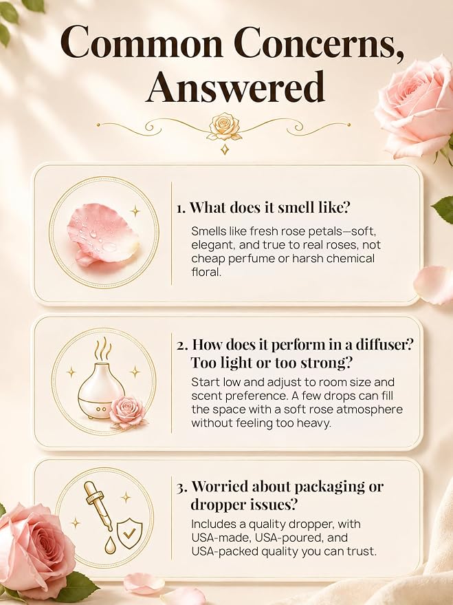 Rose Essential Oil 4 Fl Oz - Made in USA | Smells Like Fresh Rose Petals