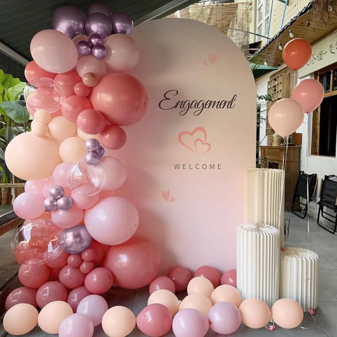 MEBAY Dusty Pink Balloon Arch Kit, 166Pcs Pastel Nude Light Pink Metallic Balloons Garland for Wedding Bridal Baby Shower Princess Girl Women Birthday Party Decorations